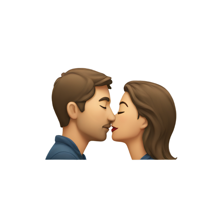 絵文字：男性と女性がキスしている