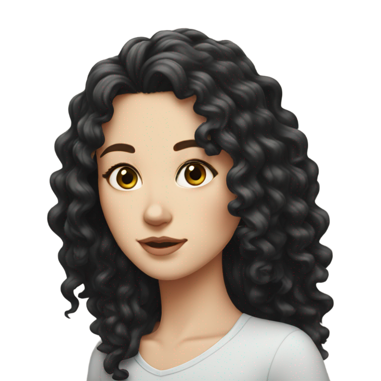 絵文字：長い黒いカールヘアの白人女性