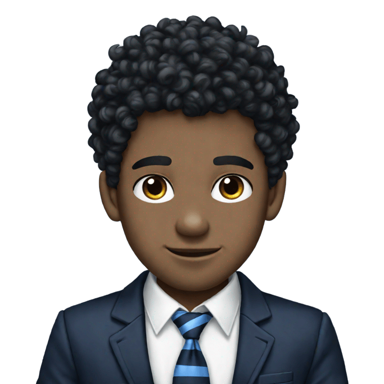 genmoji : Ado britannique aux yeux bleus et cheveux noirs, portant une cravate à rayures bleues, une chemise blanche et un blazer noir avec un "T" bleu marine sur la poche. Cheveux bouclés et volumineux, grandes oreilles et sourcils broussailleux.