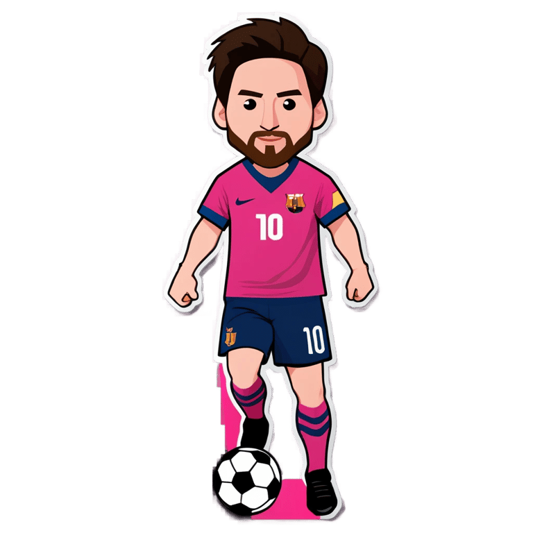 絵文字：メッシがピンクのユニフォームでサッカー試合に出場