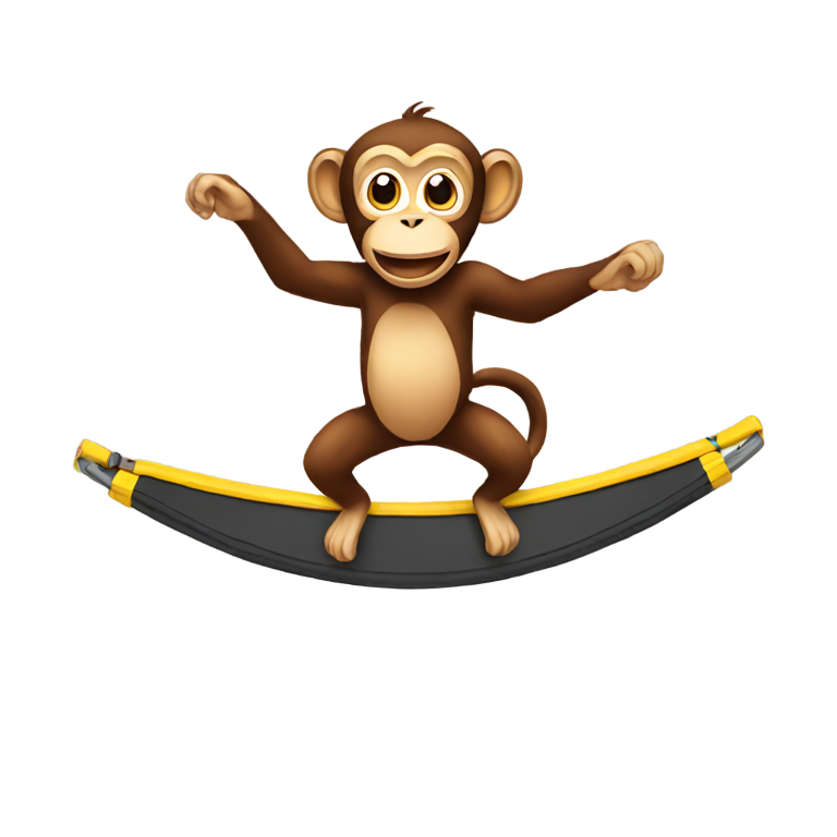 genmoji: monkey on a trampoline