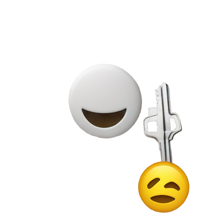 genmoji : Émoji fou devant un tas de farine tenant une clé