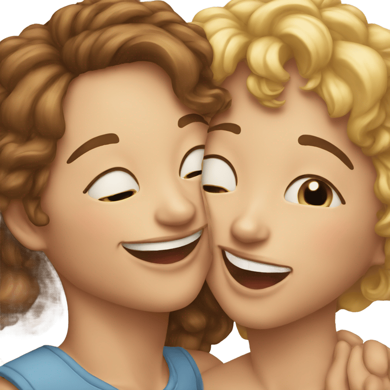 絵文字：Laughter plus a kiss on the cheek.