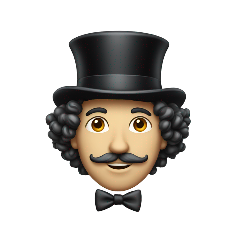 genmoji: A Jew with a long nose and top hat and a strand of curly hair on each side of their head.