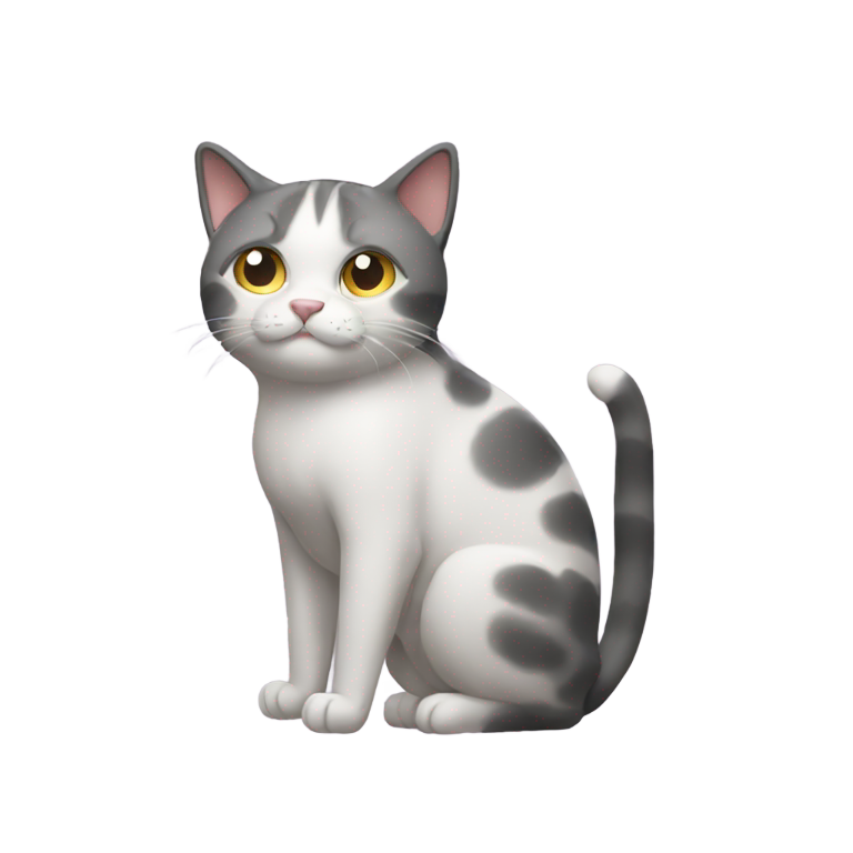 genmoji : Chat debout avec un mal de dos, levant deux doigts