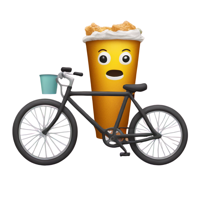 絵文字：顔のないソーダカップ、自転車に乗る人なし