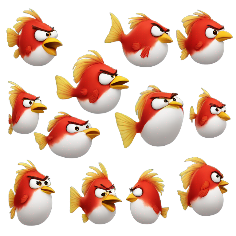 genmoji：愤怒的小鸟红鱼，长金发