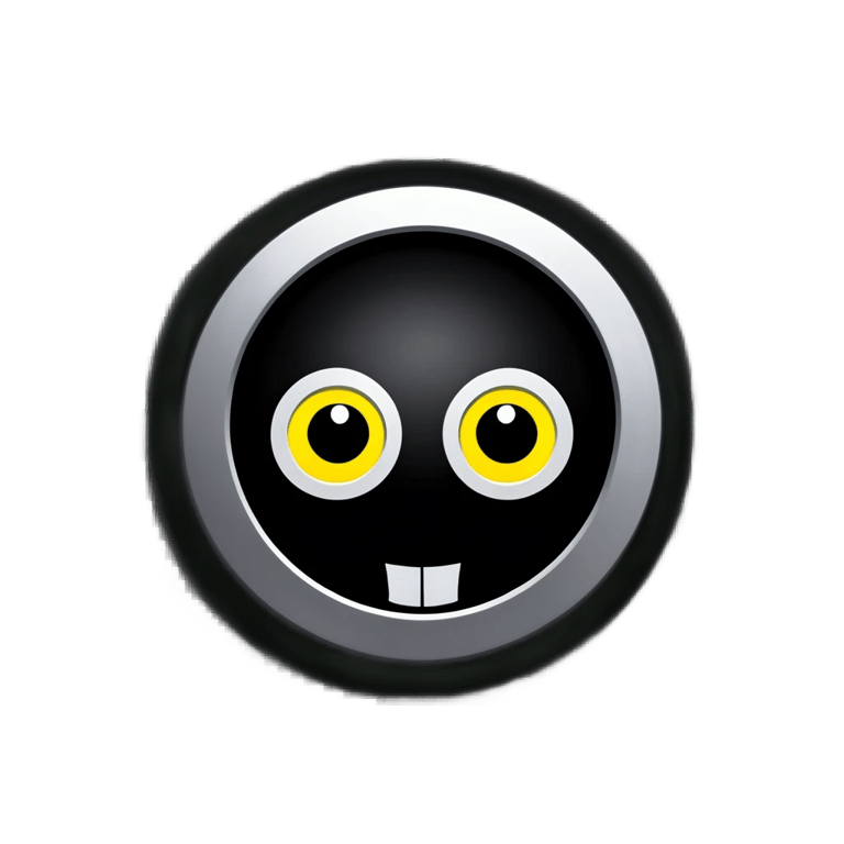 genmoji: a white aluminium animatronic with black circular eyes