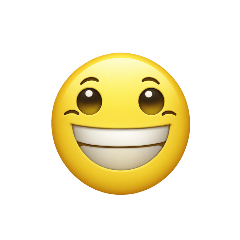 絵文字：A yellow smiley face with eyes locked in together and a cute smile