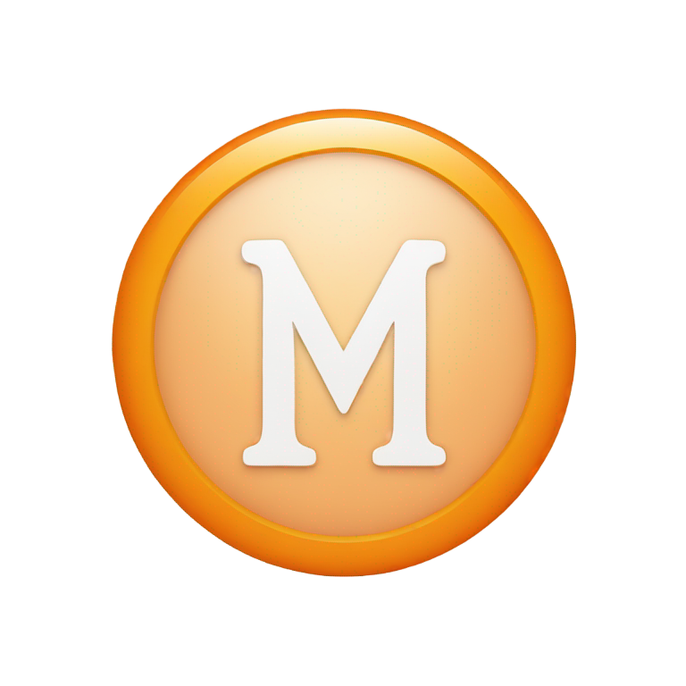 genmoji: An orange circle with a white M letter in the middle