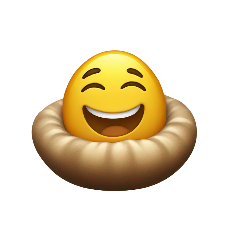 genmoji : Un caca souriant qui prend un bain de soleil