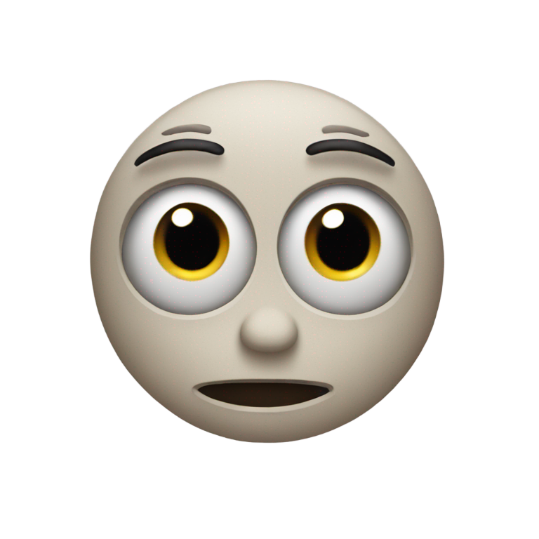 genmoji: Disturbing face, wide eyes and creepy