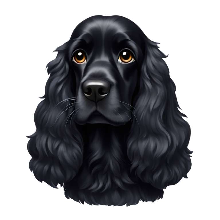 genmoji：全黑毛茸茸的英国可卡犬