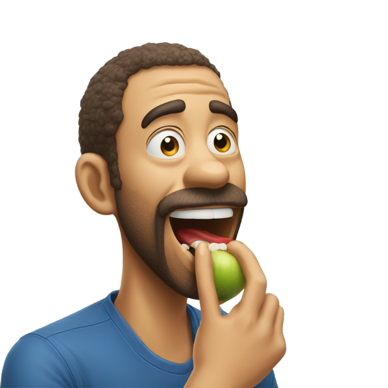 genmoji：男人咬自己脚的emoji，搞笑表情，高质量苹果风格。