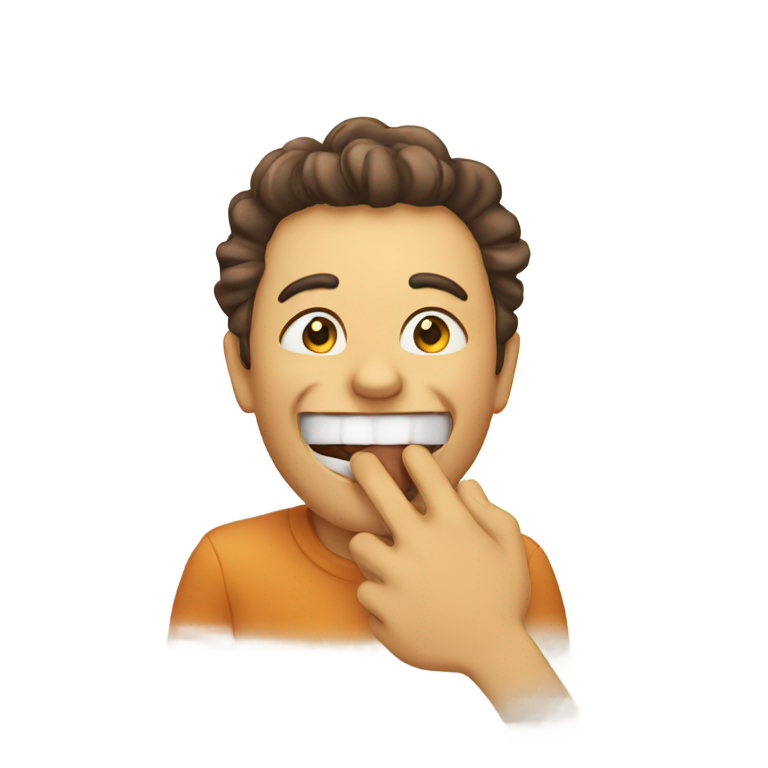 genmoji: Emoji laughing with one hand covering mouth and the other point at you