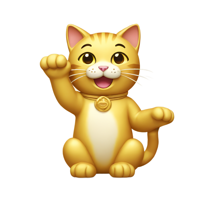 genmoji: Waving gold cat