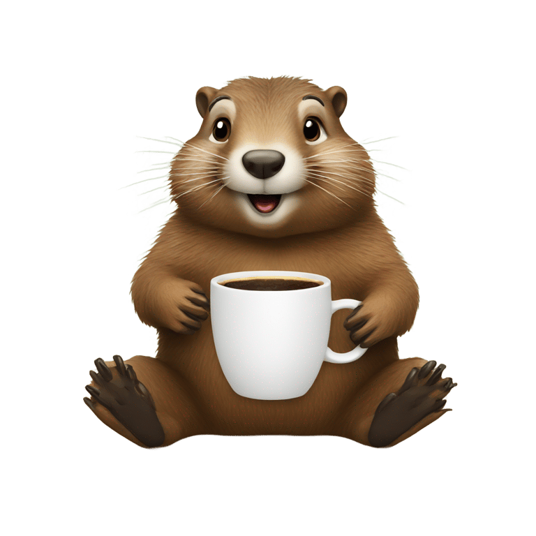 genmoji: Groundhog drinking coffee