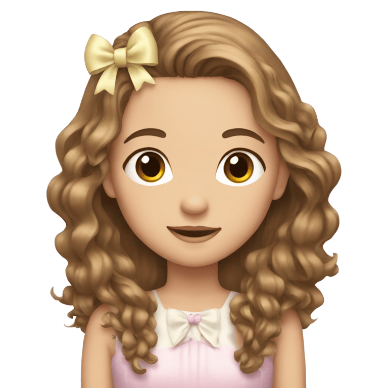 genmoji : Girl with long light brunette hair with bows in it