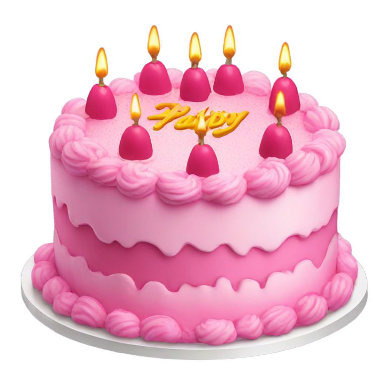 genmoji : Gâteau d'anniversaire rose avec le nom Niv écrit dessus