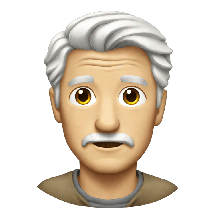 genmoji：老人，头发大部分是灰白色的，皱纹很多。