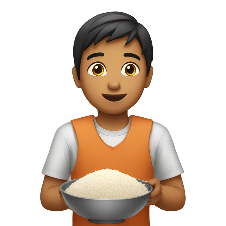 絵文字：インドの12歳の子がご飯を食べる