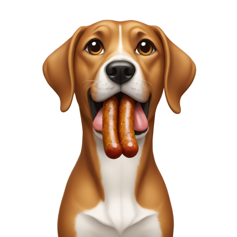 絵文字：ソーセージをくわえた犬