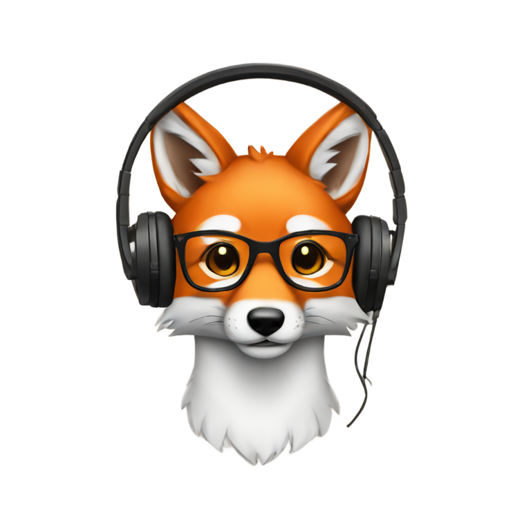 genmoji: Reynard the fox in glasses and headphones