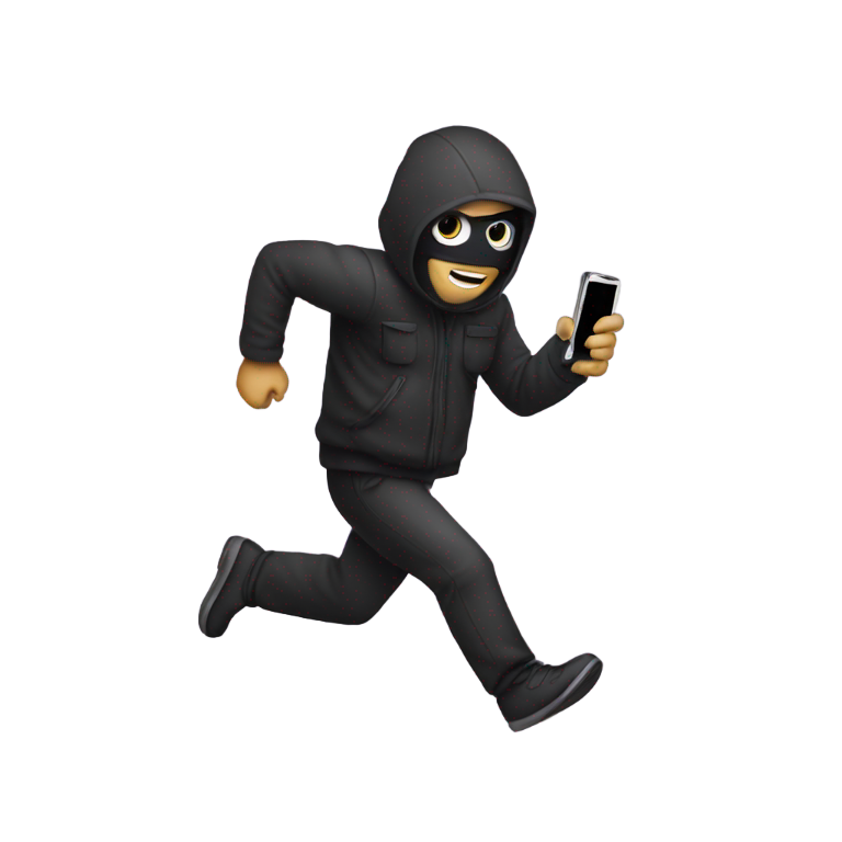 genmoji：抢劫犯拿着手机逃跑