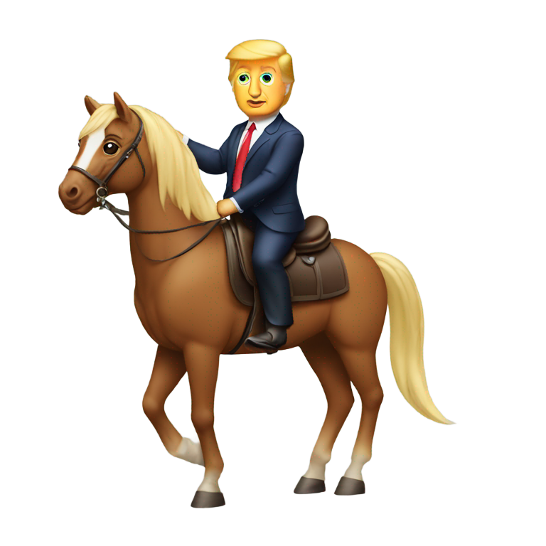 絵文字：Donald trump holding a baby on a horse