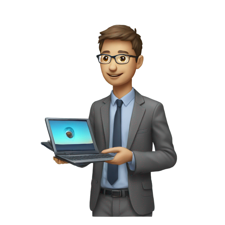 genmoji: woking AI Researcher with portable raptop