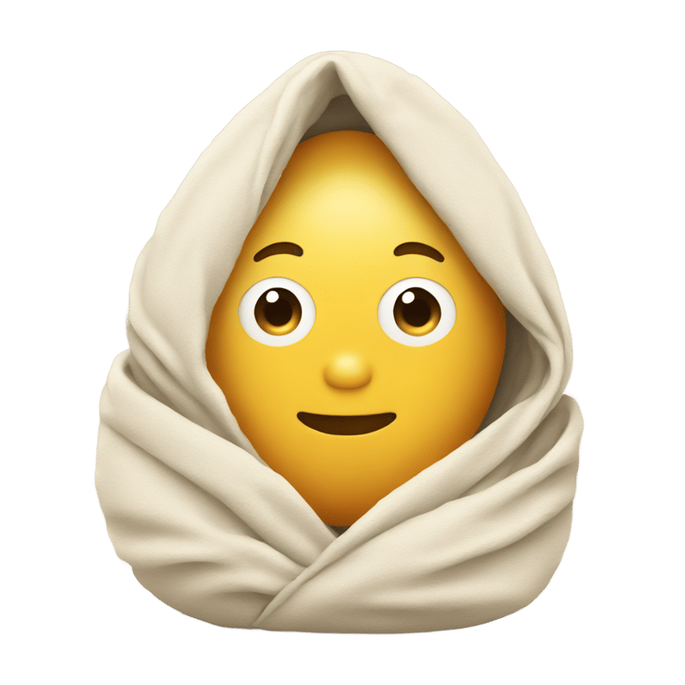 genmoji : Une personne enveloppée dans une couverture ressemblant à un œuf