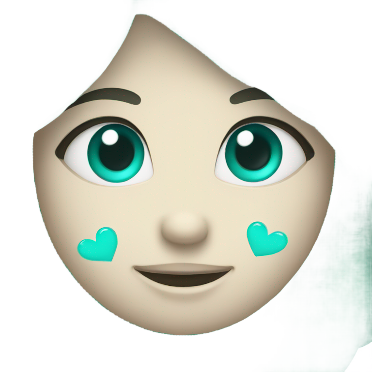 絵文字：Smiling face emoji with teal hearts as eyes, like 😍 but with 🩵