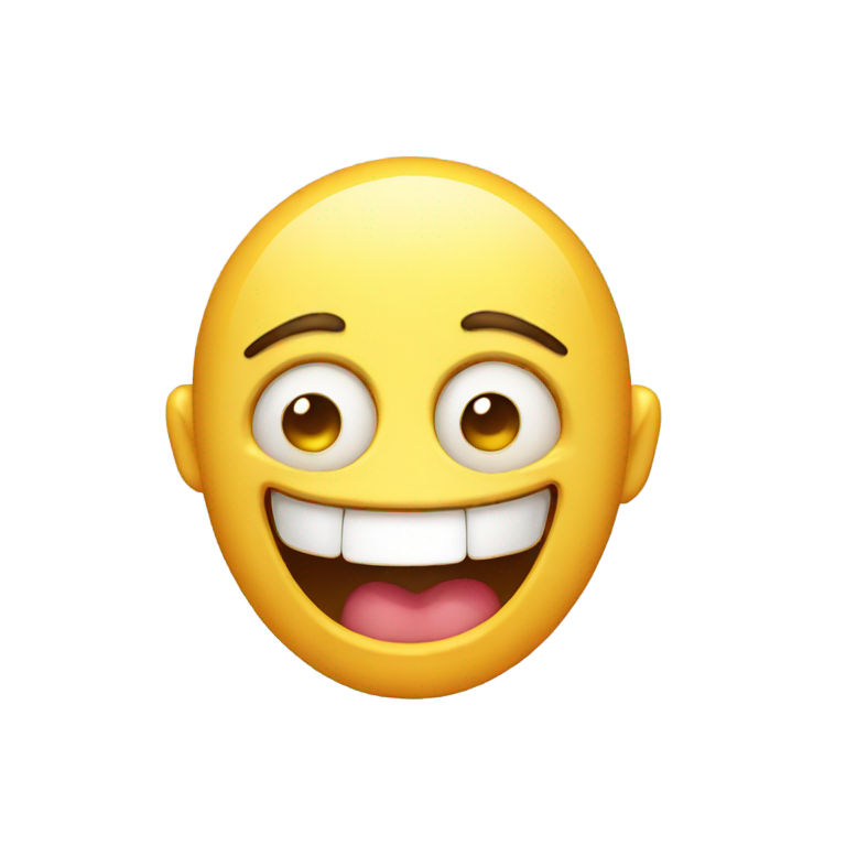 genmoji : ugly laughing emoji with eyebags and a huge forehead
