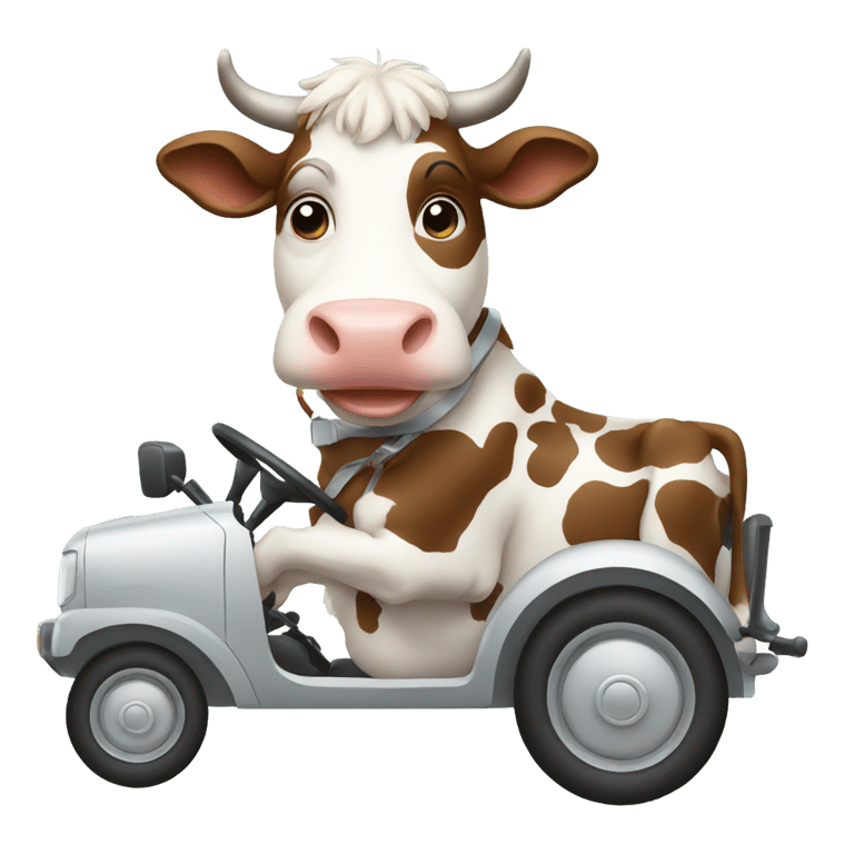 genmoji : Vache conduisant une voiture