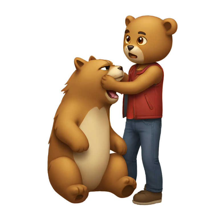 genmoji：Cat bitchslapping a bear