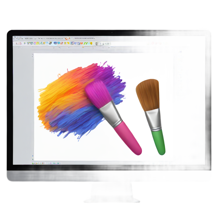 genmoji : Dessin au pinceau sur un écran d'ordinateur avec des couleurs