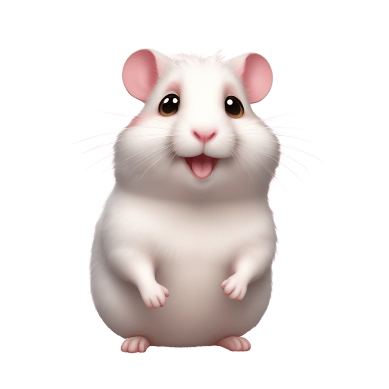 genmoji：哈姆弗里是有着淡粉色毛皮和粉红脸颊的仓鼠人形。他的眼睛大而明亮，嘴角带着友好的微笑。哈姆弗里穿着白色衬衫，衬衫上有彩色点子。
