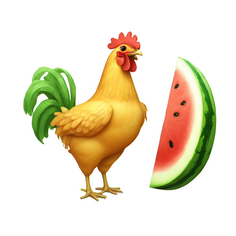 genmoji: Chicken and watermelon