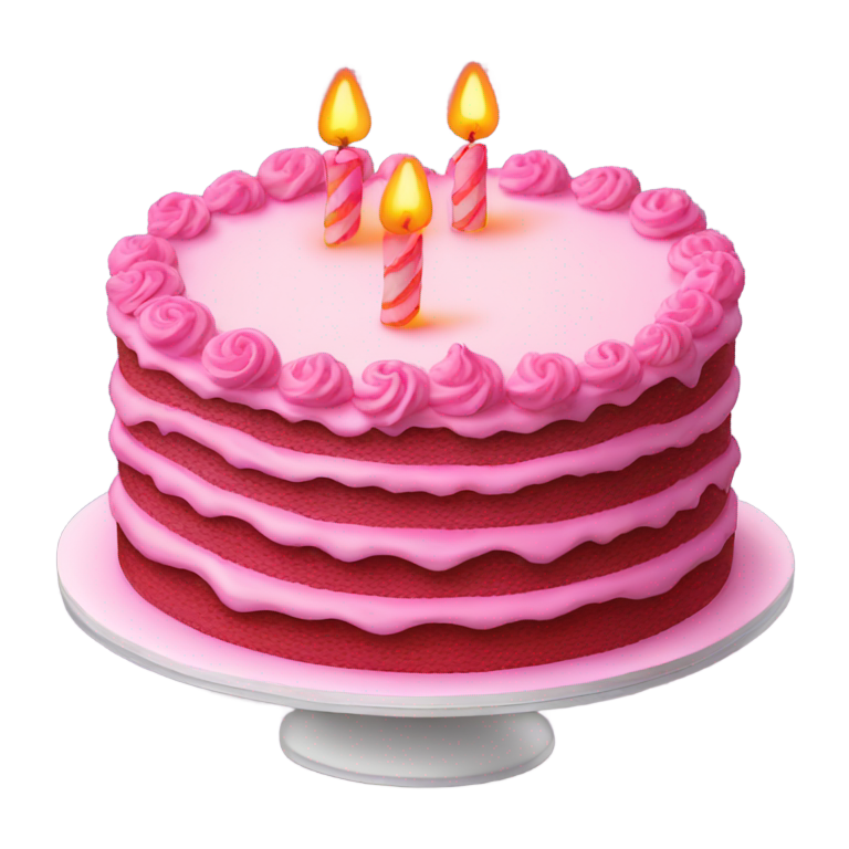 genmoji : Gâteau d'anniversaire rose avec les lettres N, I, v écrites dessus
