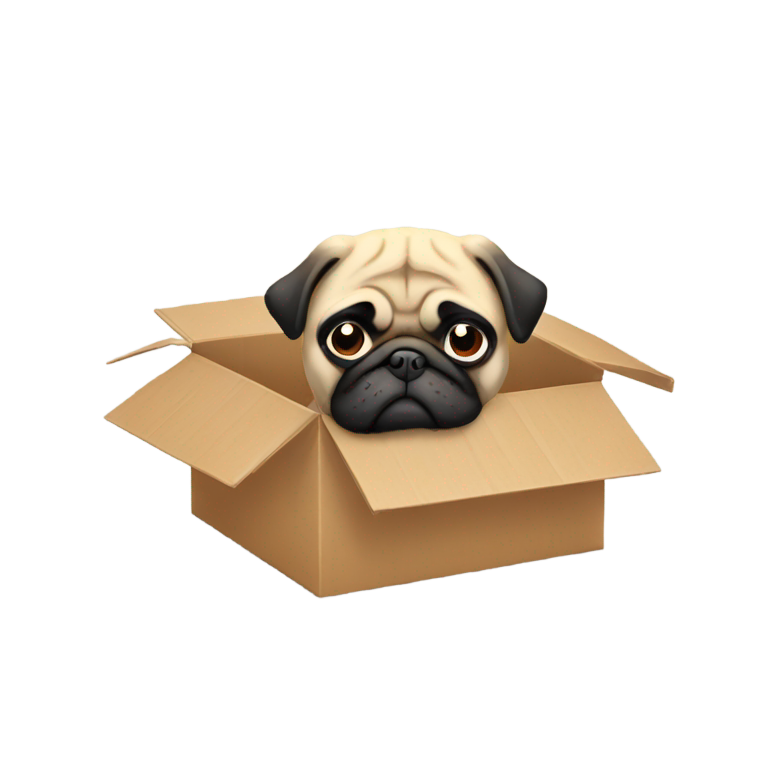 genmoji：箱子里的悲伤哈巴狗