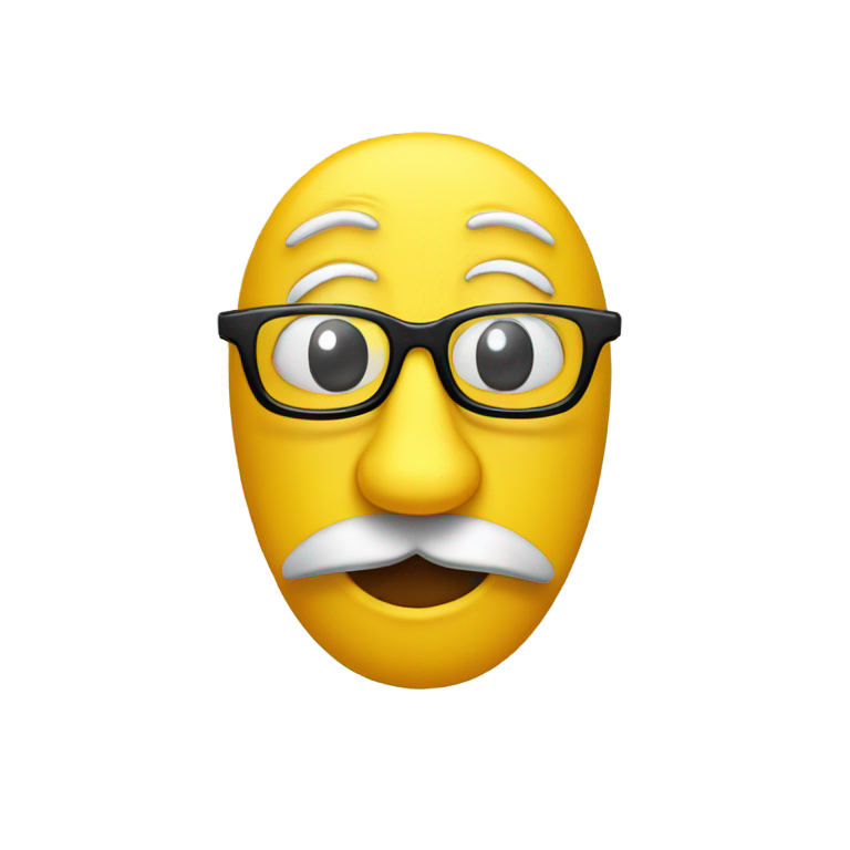 genmoji: Yellow stereotypical jew emoji with glasses and  a excessively long drooping nose