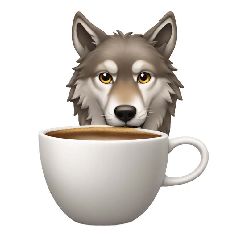genmoji : Loup dans le café, irréaliste