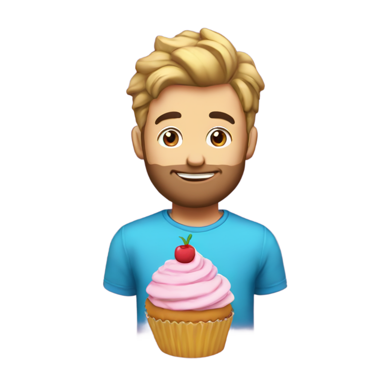 genmoji：著名YouTuber edp445与一个纸杯蛋糕
