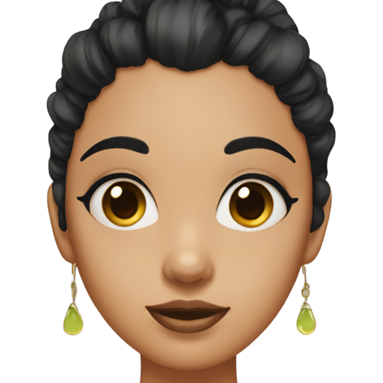 genmoji：长痘痘、凌乱发髻、黑发、黑眼圈、大圈耳环的女孩