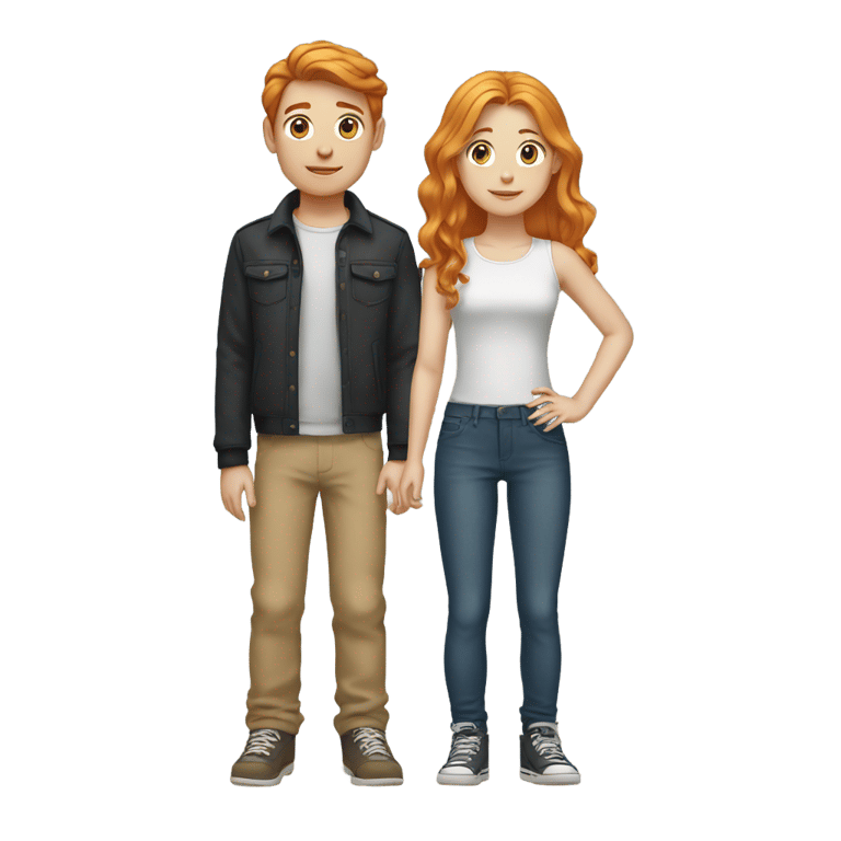genmoji：红发女孩站在金发男孩身边