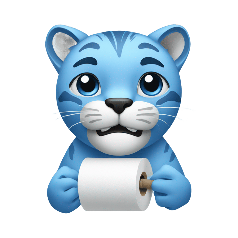 genmoji：蓝色山猫拿着卫生纸卷