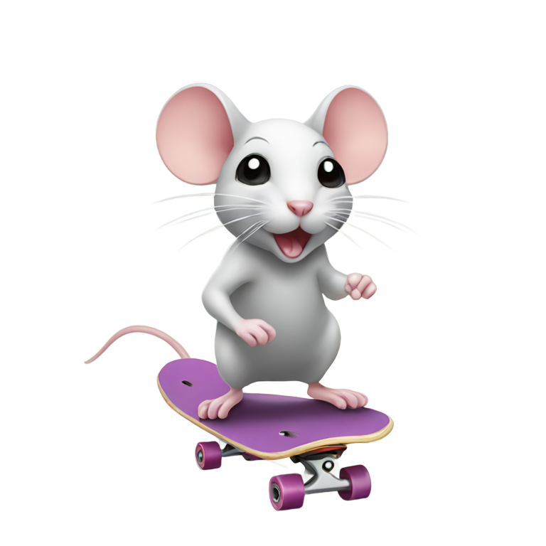 genmoji : souris sur une planche à roulettes