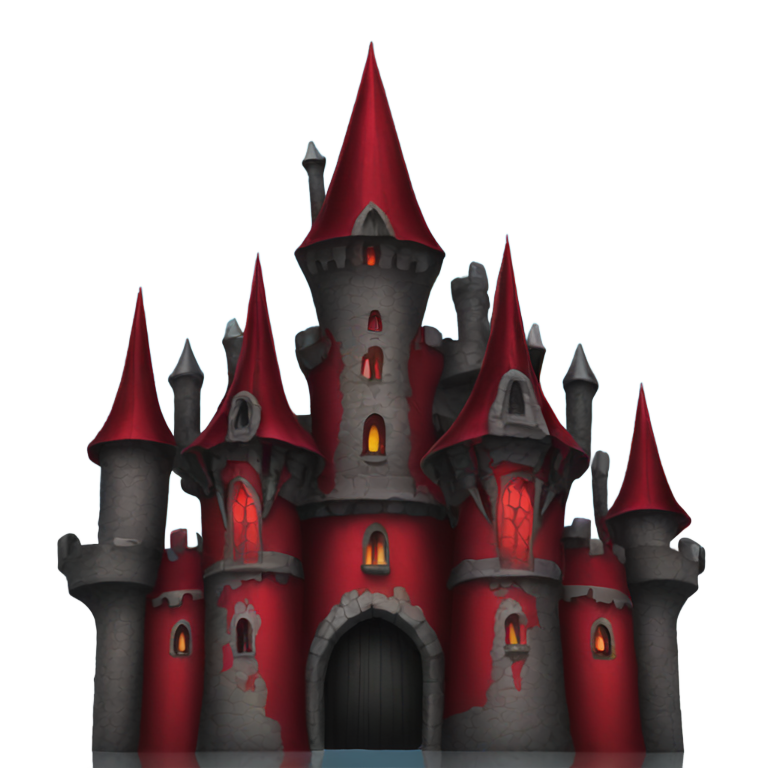 genmoji: red and black goth castle