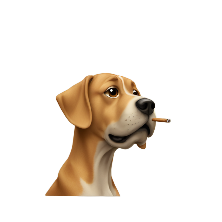 genmoji: A dog smoking a blunt