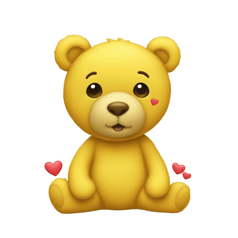 genmoji : Un ours en peluche jaune avec des cœurs